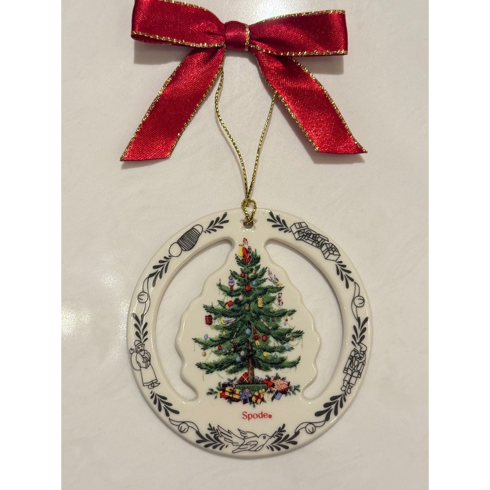 Spode Christmas Tree Ornament Wreath Double Sided‎ NWOB